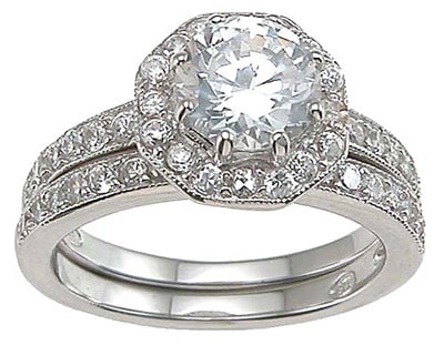 diamond wedding ring set with round stones